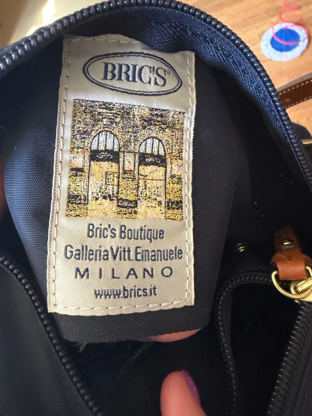 Bric's Navy Tote with Tan Leather Straps